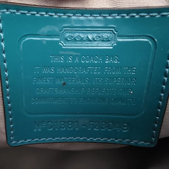 Coach Signature Stripe Large Carryall Tote-Navy Denim Look, Jade Green Stripe - Picture 15 of 16